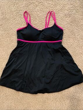 Beach Bella Swim Dress Black and Pink 16